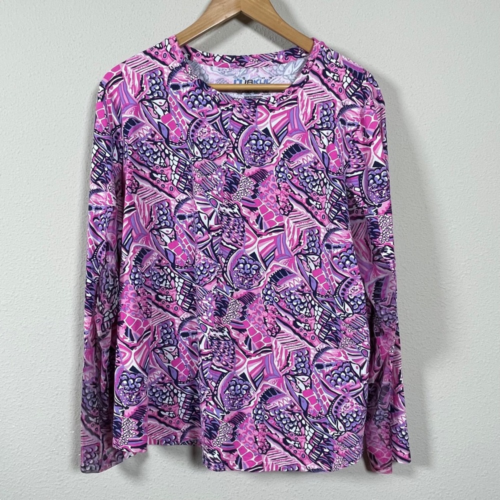 IBKUL Sun Shirt Womens XXL Pink Purple L/S UPF 50+ Cooling Athleisure Rash Guard